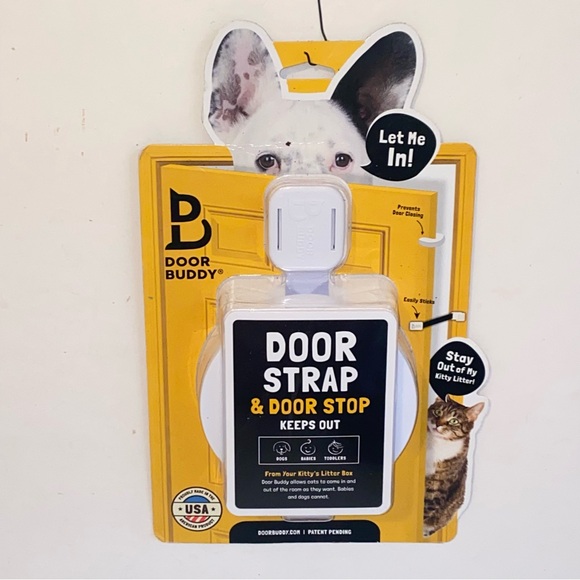 Door Buddy Door Strap & Door Stop Keeps Out Dogs Babies Toddlers From Litter Box - Picture 9 of 9